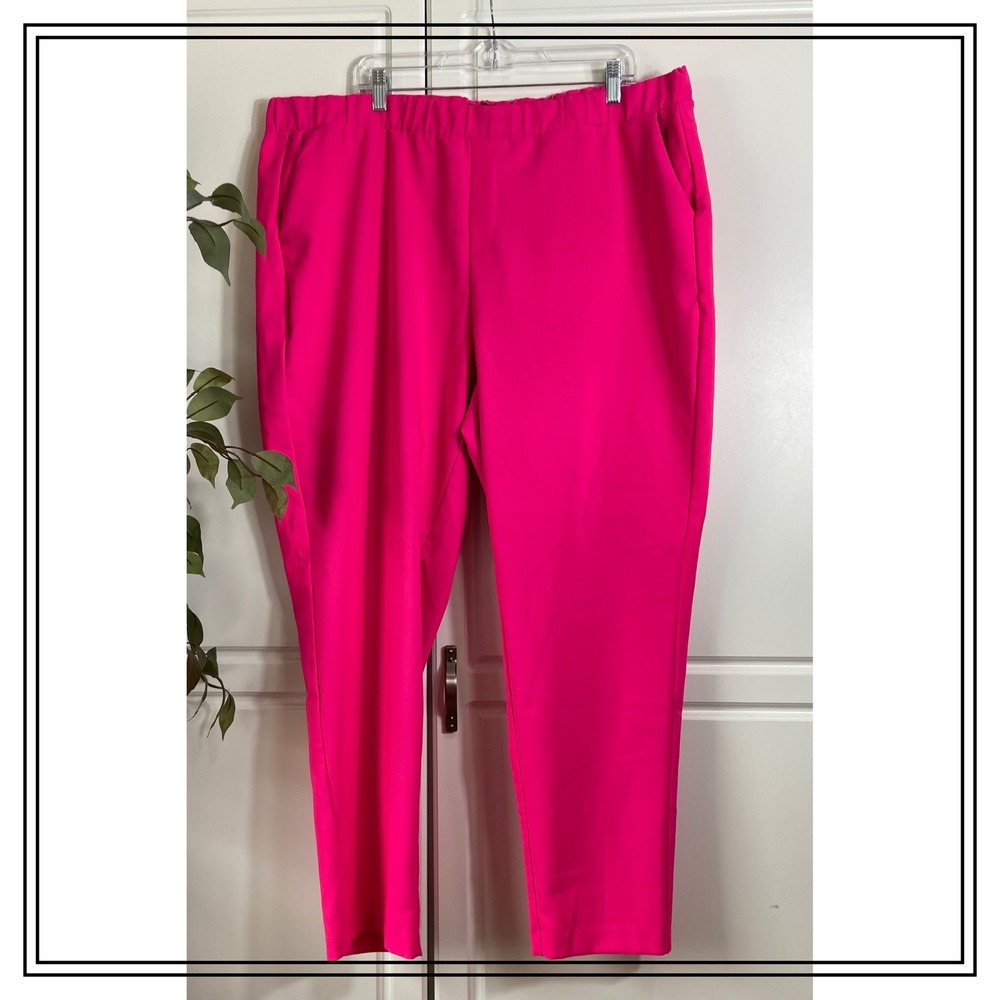 Torrid Hot Pink Tapered Leg Pants Plus Size 3T Elastic Waist Stretch Trouser
